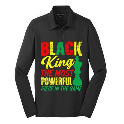 Black King The Most Powerful Piece in The Game Silk Touch Performance Long Sleeve Polo