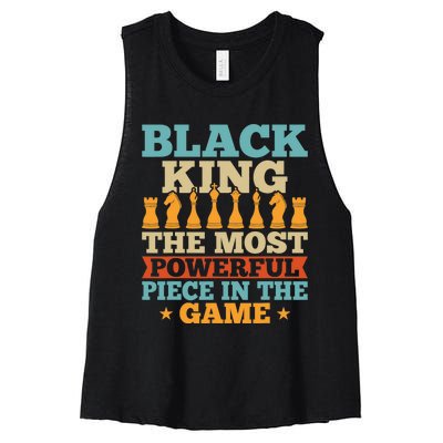 Black King The Most Powerful Piece In The Game Women's Racerback Cropped Tank