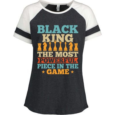 Black King The Most Powerful Piece In The Game Enza Ladies Jersey Colorblock Tee