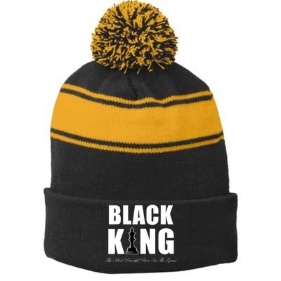 Black King The Most Powerful Piece In The Game African Pride Stripe Pom Pom Beanie