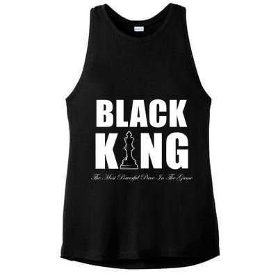 Black King The Most Powerful Piece In The Game African Pride Ladies PosiCharge Tri-Blend Wicking Tank
