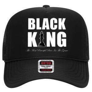 Black King The Most Powerful Piece In The Game African Pride High Crown Mesh Back Trucker Hat