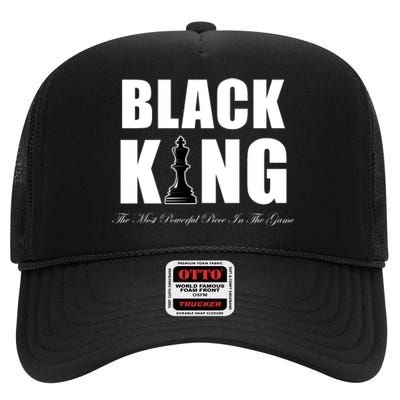 Black King The Most Powerful Piece In The Game African Pride High Crown Mesh Back Trucker Hat