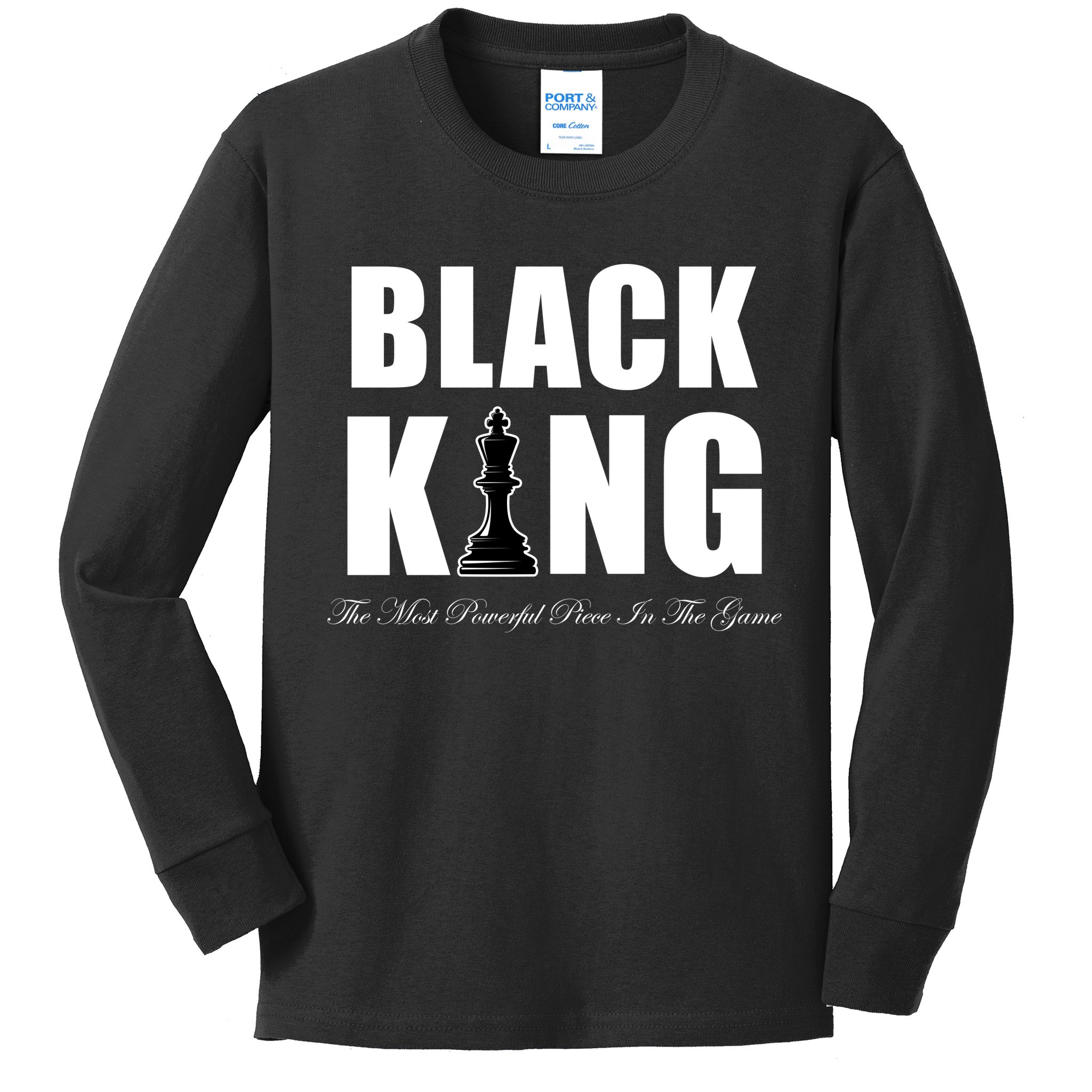 Black King The Most Powerful Piece In The Game African Pride Kids Long Sleeve Shirt