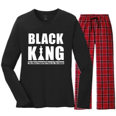 Black King The Most Powerful Piece In The Game Women's Long Sleeve Flannel Pajama Set 