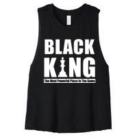 Black King The Most Powerful Piece In The Game Women's Racerback Cropped Tank