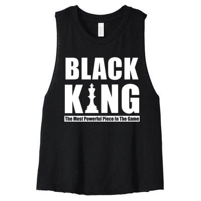 Black King The Most Powerful Piece In The Game Women's Racerback Cropped Tank