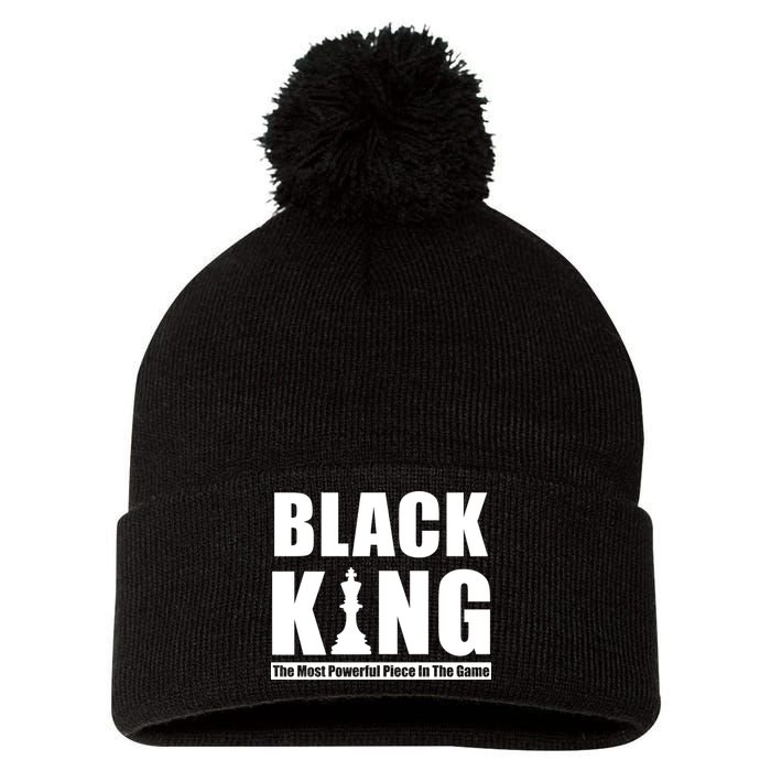 Black King The Most Powerful Piece In The Game Pom Pom 12in Knit Beanie