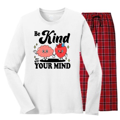 Be Kind To Your Mind Mental Health Awareness Women's Long Sleeve Flannel Pajama Set 