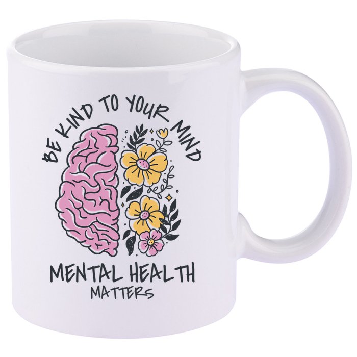 Be Kind To Your Mind Mental Health Matters 11oz C Handle Ceramic Mug
