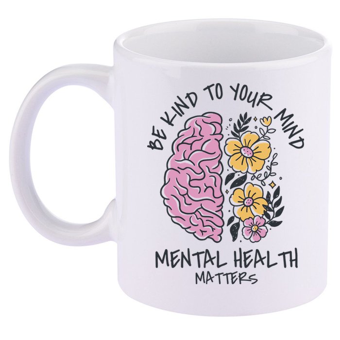 Be Kind To Your Mind Mental Health Matters 11oz C Handle Ceramic Mug