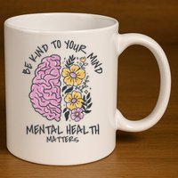Be Kind To Your Mind Mental Health Matters 11oz C Handle Ceramic Mug
