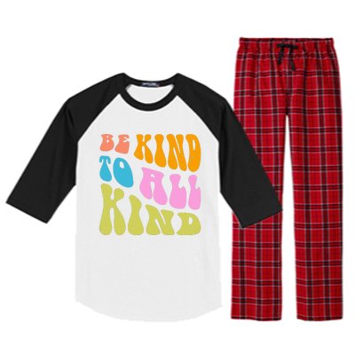 Be Kind To All Kind Quote Retro Raglan Sleeve Pajama Set