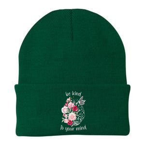 Be Kind To Your Mind Mental Health Matters Brain Wildflowers Knit Cap Winter Beanie