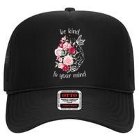 Be Kind To Your Mind Mental Health Matters Brain Wildflowers High Crown Mesh Back Trucker Hat