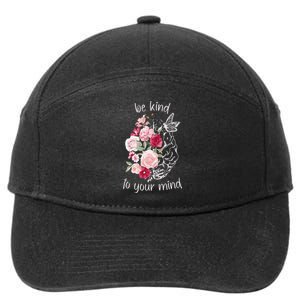 Be Kind To Your Mind Mental Health Matters Brain Wildflowers 7-Panel Snapback Hat