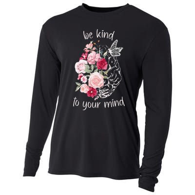 Be Kind To Your Mind Mental Health Matters Brain Wildflowers Cooling Performance Long Sleeve Crew