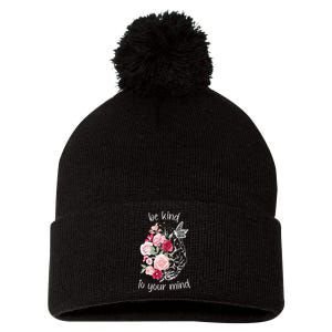 Be Kind To Your Mind Mental Health Matters Brain Wildflowers Pom Pom 12in Knit Beanie