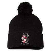 Be Kind To Your Mind Mental Health Matters Brain Wildflowers Pom Pom 12in Knit Beanie