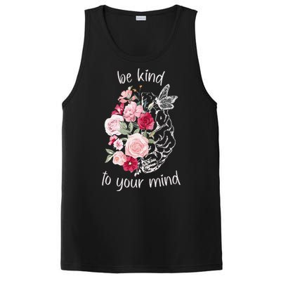 Be Kind To Your Mind Mental Health Matters Brain Wildflowers PosiCharge Competitor Tank