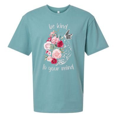 Be Kind To Your Mind Mental Health Matters Brain Wildflowers Sueded Cloud Jersey T-Shirt