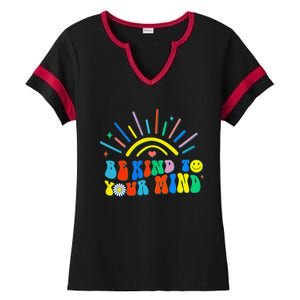 Be Kind To Your Mind Groovy Mental Health Matters Ladies Halftime Notch Neck Tee