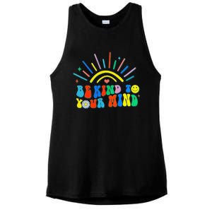 Be Kind To Your Mind Groovy Mental Health Matters Ladies PosiCharge Tri-Blend Wicking Tank