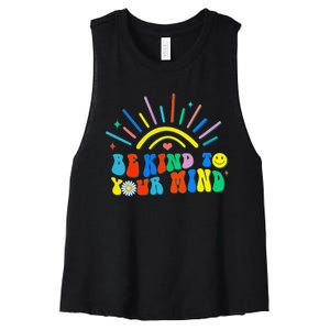 Be Kind To Your Mind Groovy Mental Health Matters Women's Racerback Cropped Tank