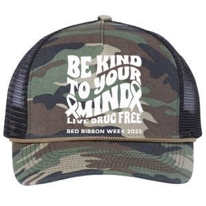 Be Kind To Your Mind Red Ribbon Week Drug Free Retro Rope Trucker Hat Cap