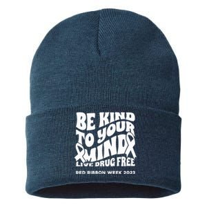 Be Kind To Your Mind Red Ribbon Week Drug Free Sustainable Knit Beanie