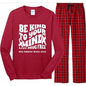 Be Kind To Your Mind Red Ribbon Week Drug Free Long Sleeve Pajama Set