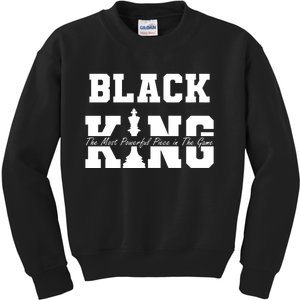 Black King The Most Powerful Piece In The Game Black History Kids Sweatshirt