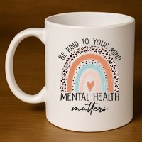 Be Kind To Your Mind Mental Health Matters Awareness 11oz C Handle Ceramic Mug