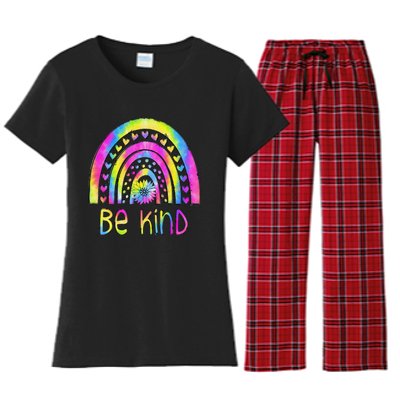 Be Kind Tie Dye Rainbow Choose Kindness Autism Awareness Women's Flannel Pajama Set