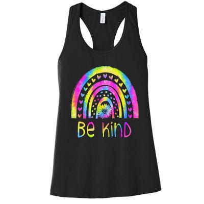 Be Kind Tie Dye Rainbow Choose Kindness Autism Awareness Women's Racerback Tank