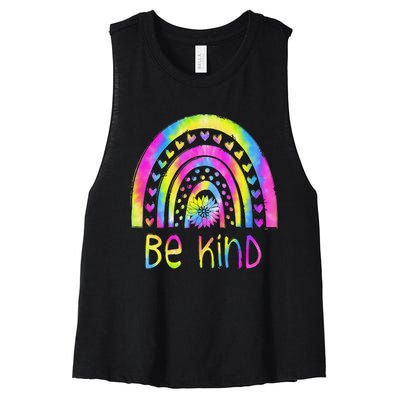 Be Kind Tie Dye Rainbow Choose Kindness Autism Awareness Women's Racerback Cropped Tank