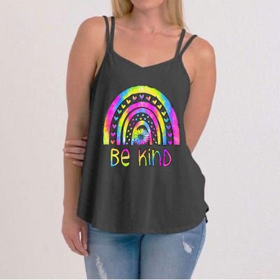 Be Kind Tie Dye Rainbow Choose Kindness Autism Awareness Women's Strappy Tank