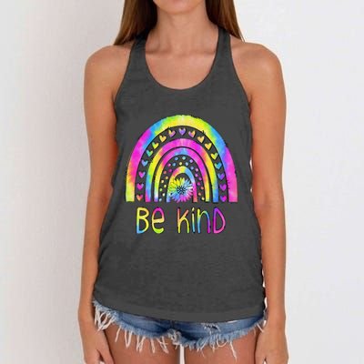 Be Kind Tie Dye Rainbow Choose Kindness Autism Awareness Women's Knotted Racerback Tank