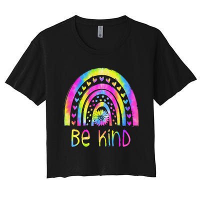 Be Kind Tie Dye Rainbow Choose Kindness Autism Awareness Women's Crop Top Tee