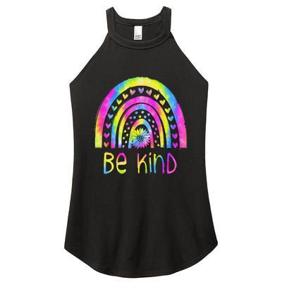 Be Kind Tie Dye Rainbow Choose Kindness Autism Awareness Women's Perfect Tri Rocker Tank