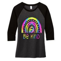 Be Kind Tie Dye Rainbow Choose Kindness Autism Awareness Women's Tri-Blend 3/4-Sleeve Raglan Shirt