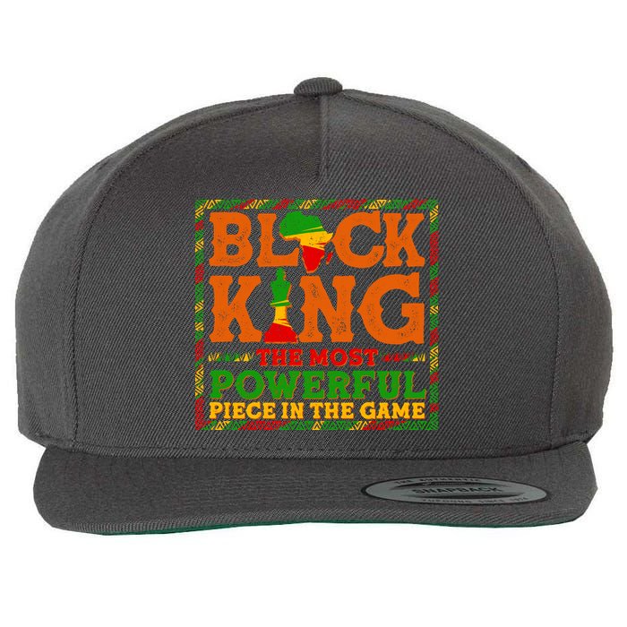 Black King The Most Powerful Piece In The Game Celebrate Black History Wool Snapback Cap