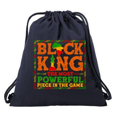 Black King The Most Powerful Piece In The Game Celebrate Black History Drawstring Bag