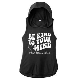 Be Kind To Your Mind Red Ribbon Week Groovy Ladies PosiCharge Tri-Blend Wicking Draft Hoodie Tank