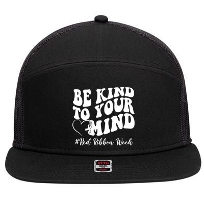 Be Kind To Your Mind Red Ribbon Week Groovy 7 Panel Mesh Trucker Snapback Hat