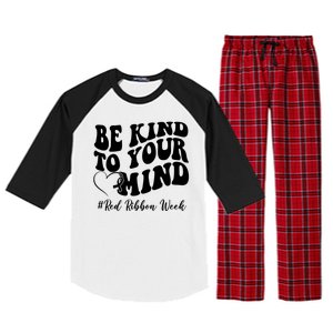 Be Kind To Your Mind Red Ribbon Week Groovy Raglan Sleeve Pajama Set