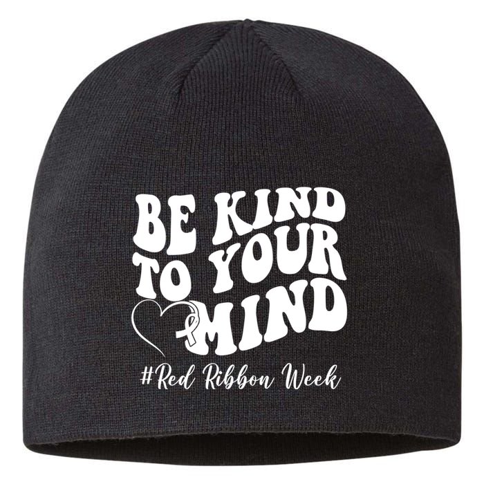 Be Kind To Your Mind Red Ribbon Week Groovy Sustainable Beanie