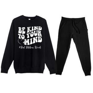 Be Kind To Your Mind Red Ribbon Week Groovy Premium Crewneck Sweatsuit Set