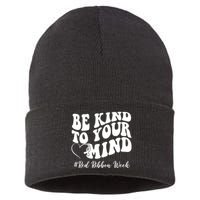 Be Kind To Your Mind Red Ribbon Week Groovy Sustainable Knit Beanie