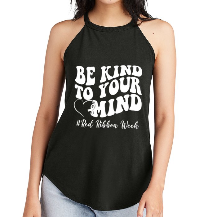 Be Kind To Your Mind Red Ribbon Week Groovy Women's Perfect Tri Rocker Tank